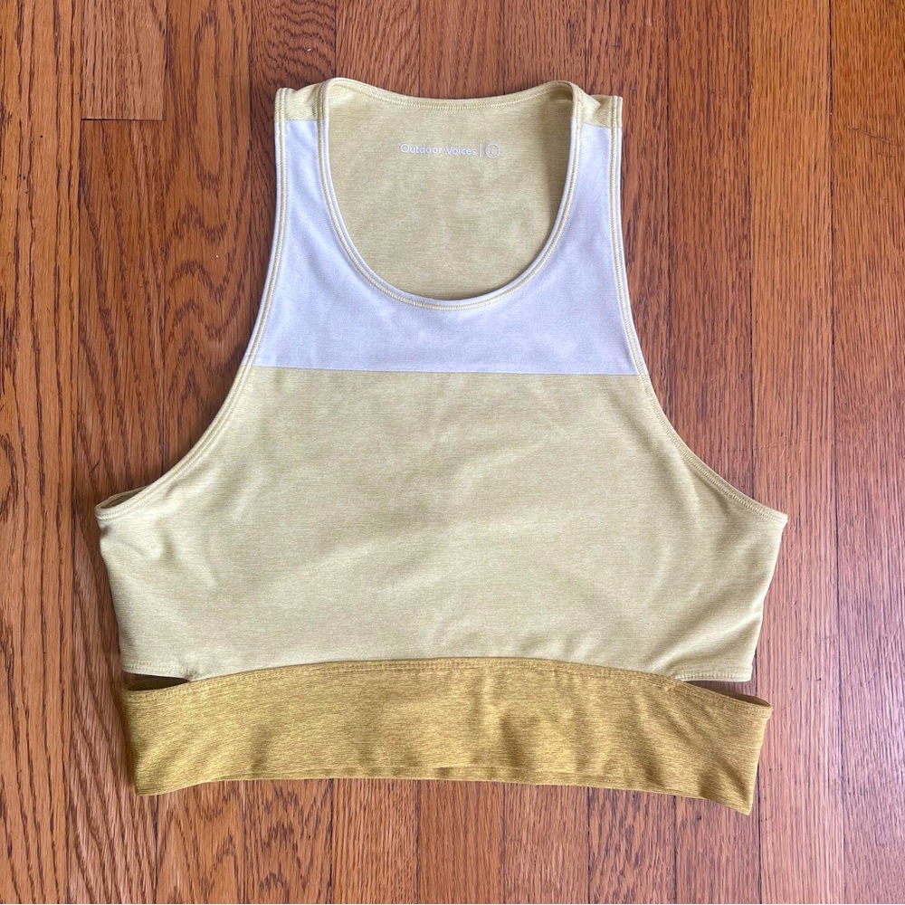 Outdoor Voices Yellow Colorblock Cutout Back Crop Top - Women’s